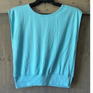 Vintage 80's Sleeveless Knit Shirt‎ Women's Large Button Back Tropical Heat